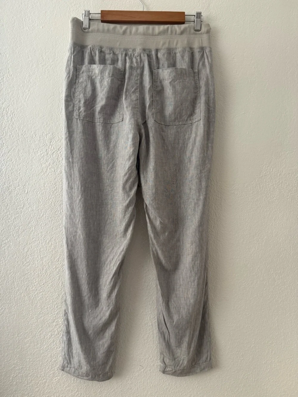 Lou & Grey for Loft Pants Womens Medium Gray Linen Blend Casual Elastic Pull On